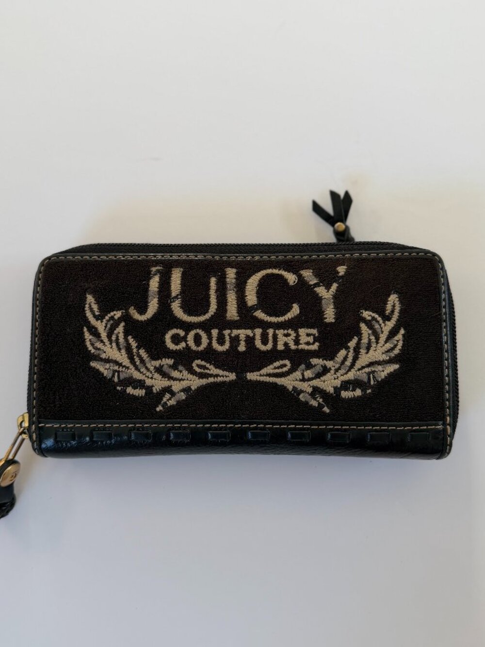 Vintage Juicy Couture Brown Velour Embroidered Wallet